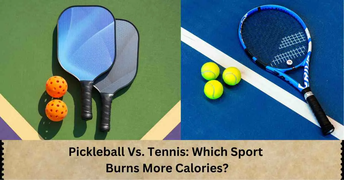 a tennis and pickleball rackets and balls on a court. Pickleball Vs. Tennis: Which Sport Burns More Calories