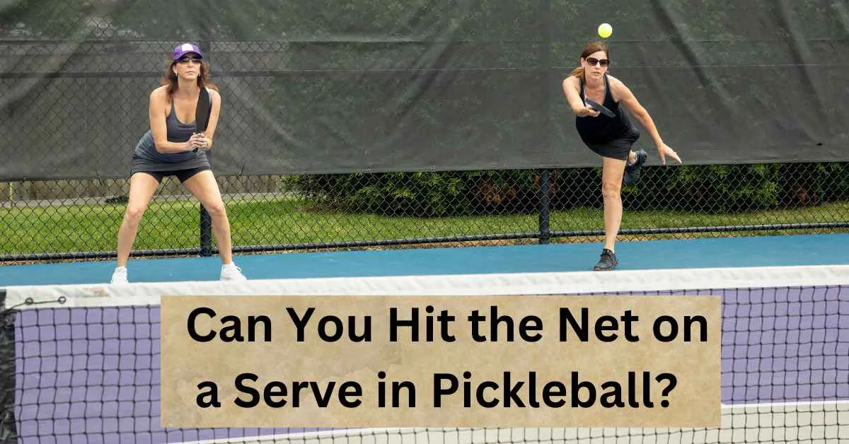 a player hitting a pickleball ball with a paddle or Can You Hit the Net on a Serve in Pickleball