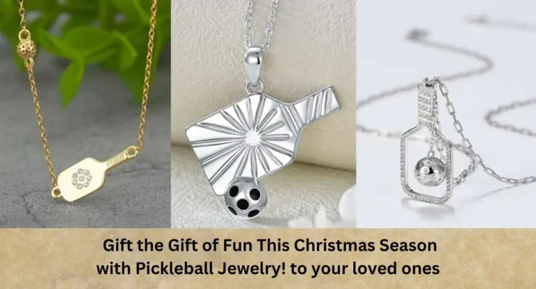 a collage of different best pickleball necklaces for women
