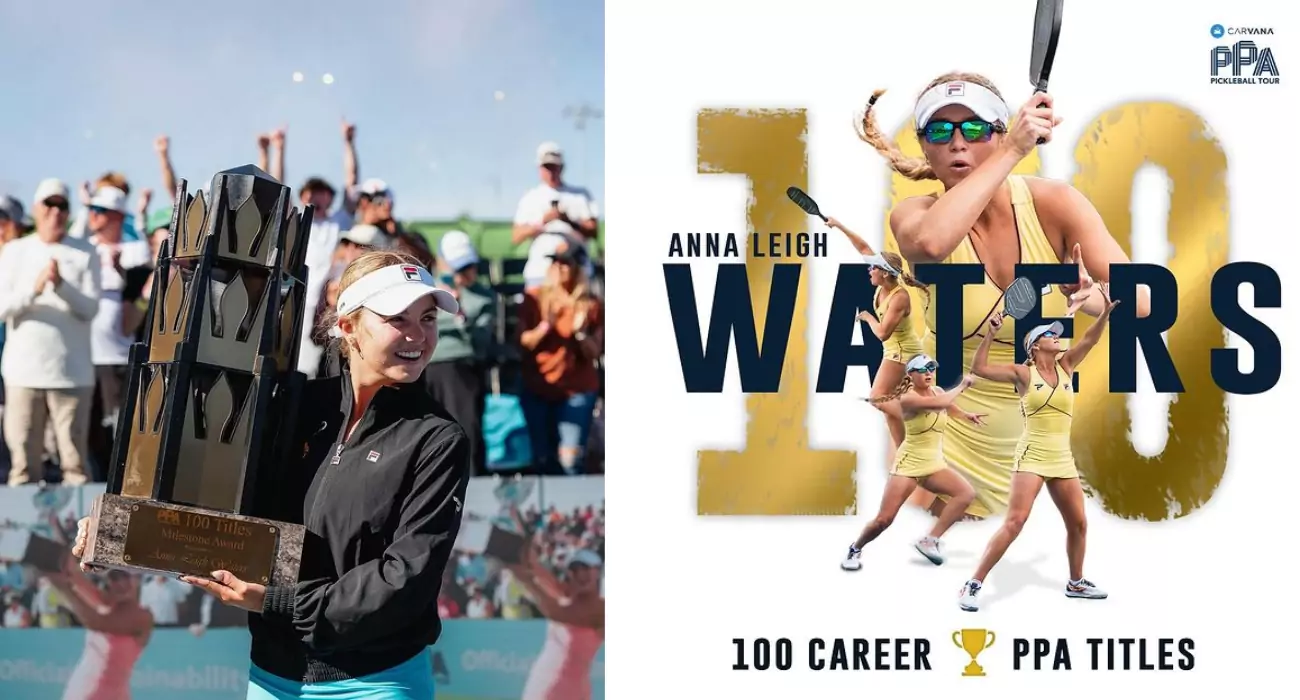 Anna Leigh Waters celebrates winning her 100th PPA Tour title at the Fanatics Sportsbook North Carolina Cup.